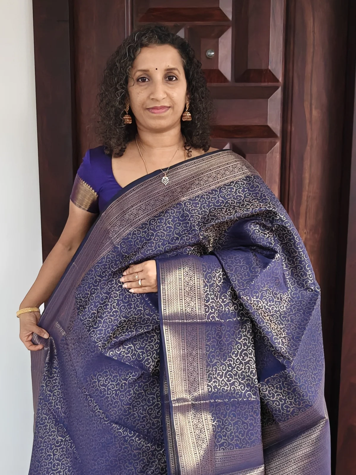 Navy Blue Premium Kanchi Semi Silk Saree Pss019 1